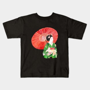 Red parasol geisha Kids T-Shirt